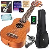 Kmise Professional Ukulele for Adult Beginner, Free Online Lesson 21 inch Soprano Mahogany Ukelele with Kids Ukele Bundle Starter Kit Gig Bag Case, Strap, Tuner, Nylon Strings, Book, Uke Gift Choice