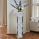 30" Tall Floor Vase, Double Sided Crushed Diamond Mirrored Vases,Large Flower Vase for Home Decor, Mirror Glass Decorative fo