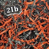 ZEBMOON 2 LB Black Orange Crinkle Cut Paper Shred Filler Great for Gift Wrapping, Halloween Basket Filling, Birthday, Wedding, Thanksgiving, Christmas Day, New Year Party Decorations Filling Supplies