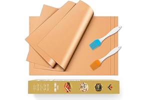 YRYM HT Copper Grill Mats for Outdoor Grill -Set of 5 Nonstick BBQ Grill Mat 15.75 x 13", Reusable & Heavy Duty Under Grill Mat, Easy to Clean, Works for Gas, Charcoal, Electric Grill