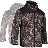 WISIGO Camo Hunting Jacket for Men Lightweight Softshell Fleece Waterproof Hoodie Hunters Outdoors Windproof Zip Up Coat