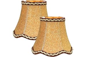 Fuloon Small Lamp Shades Clip on Bulb, Modern European Style Mini Bell Lampshades for Chandelier, French Country Chandelier Lamp Shades, 3.14x5.51x4.72 in, 2 Pack (Coffee)