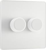 BG Electrical Intelligent Double Wall Dimmer Switch 2 Way Pearlescent White