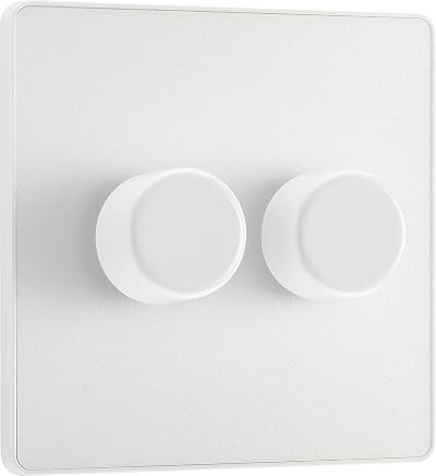 BG Electrical Intelligent Double Wall Dimmer Switch 2 Way Pearlescent White