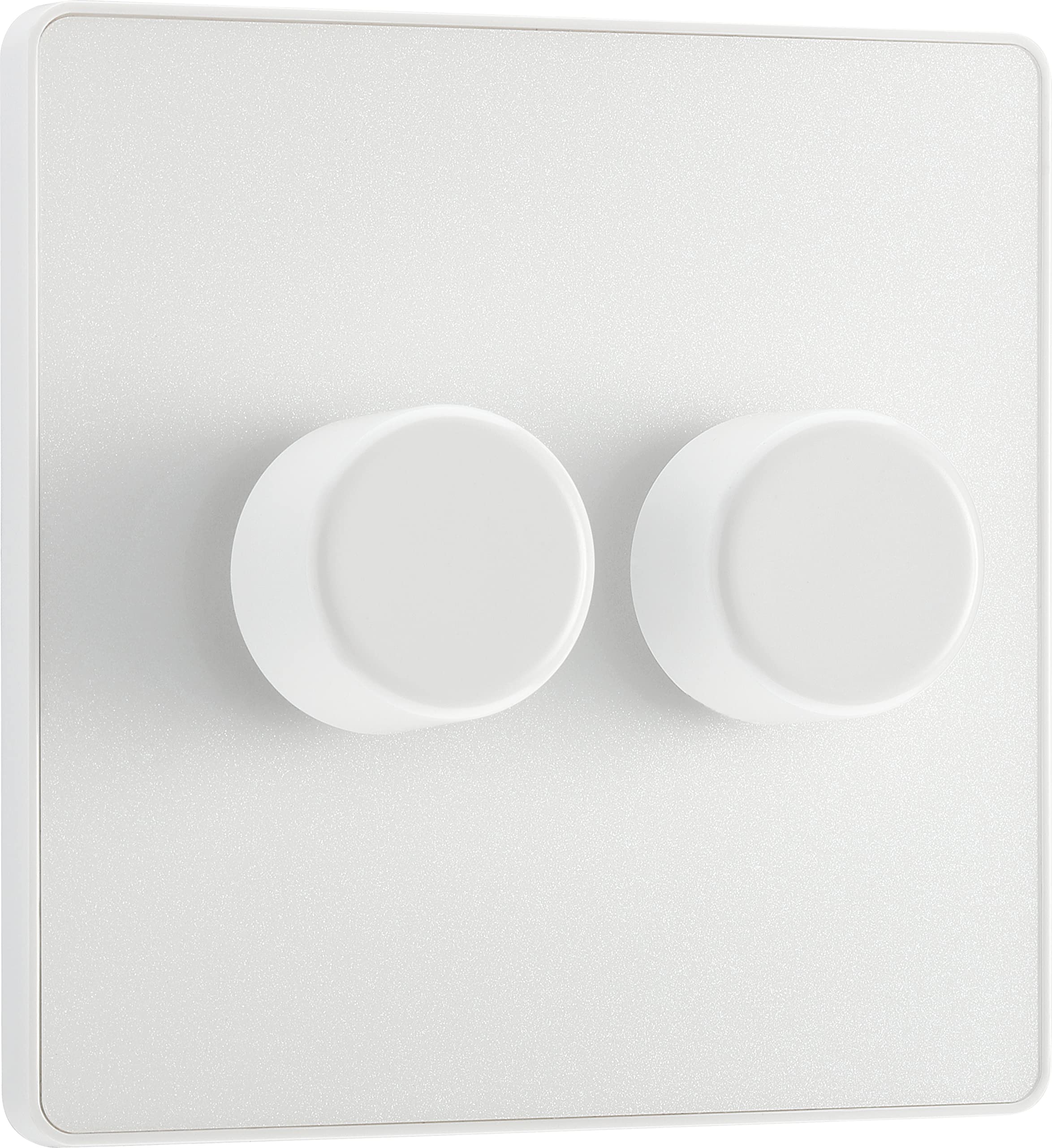 BG Electrical Intelligent Double Wall Dimmer Switch, 2 Way, Screwless Front Plate, Evolve, Pearlescent White, 200W, PCDCL82W — image 1