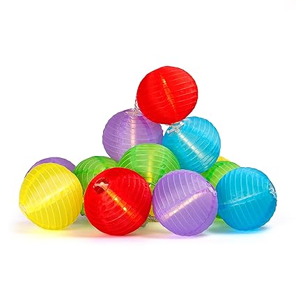 Plaights Lampion Lichterkette mit 15 LED’s in bunt | Sommerlichterkette XXL für draußen | perfekte Dekoration für Garten, Ter