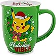 Silver Buffalo Pokemon Santa Pikachu Wide-Rim Ceramic Latte Mug | Large Coffee Cup For Tea, Cocoa, Beverages | Holds 16 Ounces