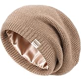 YANIBEST Satin Lined Beanie, Warm Winter Hats for Women, Classic Slouchy Beanie Knit Hat