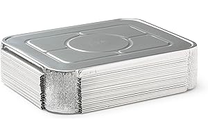 FIG & LEAF (35 Pack) Premium Lids for Chafing Pans 9" x 13" Half Deep Pans l Top Choice Disposable Heavy Duty Aluminum Foil Tin Pan Lid Perfect for Roasting Potluck Catering Party BBQ Baking Cakes Pie