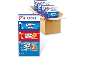Nabisco Cookies Variety Pack, OREO, Nutter Butter, CHIPS AHOY!, 48 Snack Packs (4 Cookies Per Pack, 4 Boxes)
