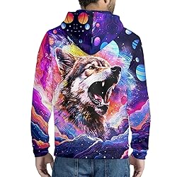 ENLACHIC Unisex Adult Novelty 3D Pink Galaxy Wolf