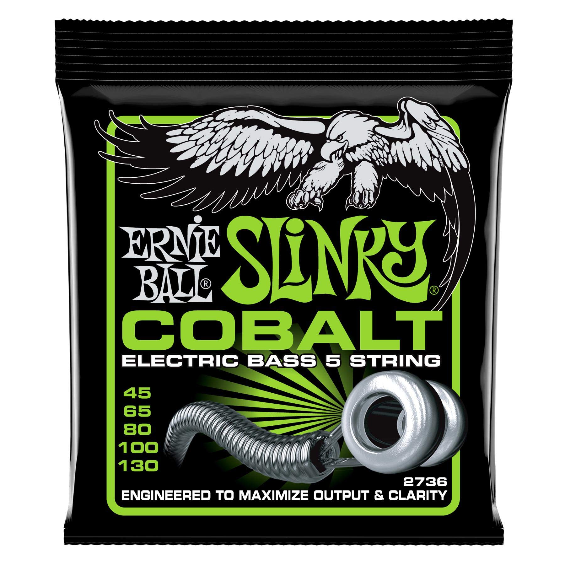Ernie Ball Bass 5 Slinky Cobalt Electric Bass Strings - 45-130 Gauge