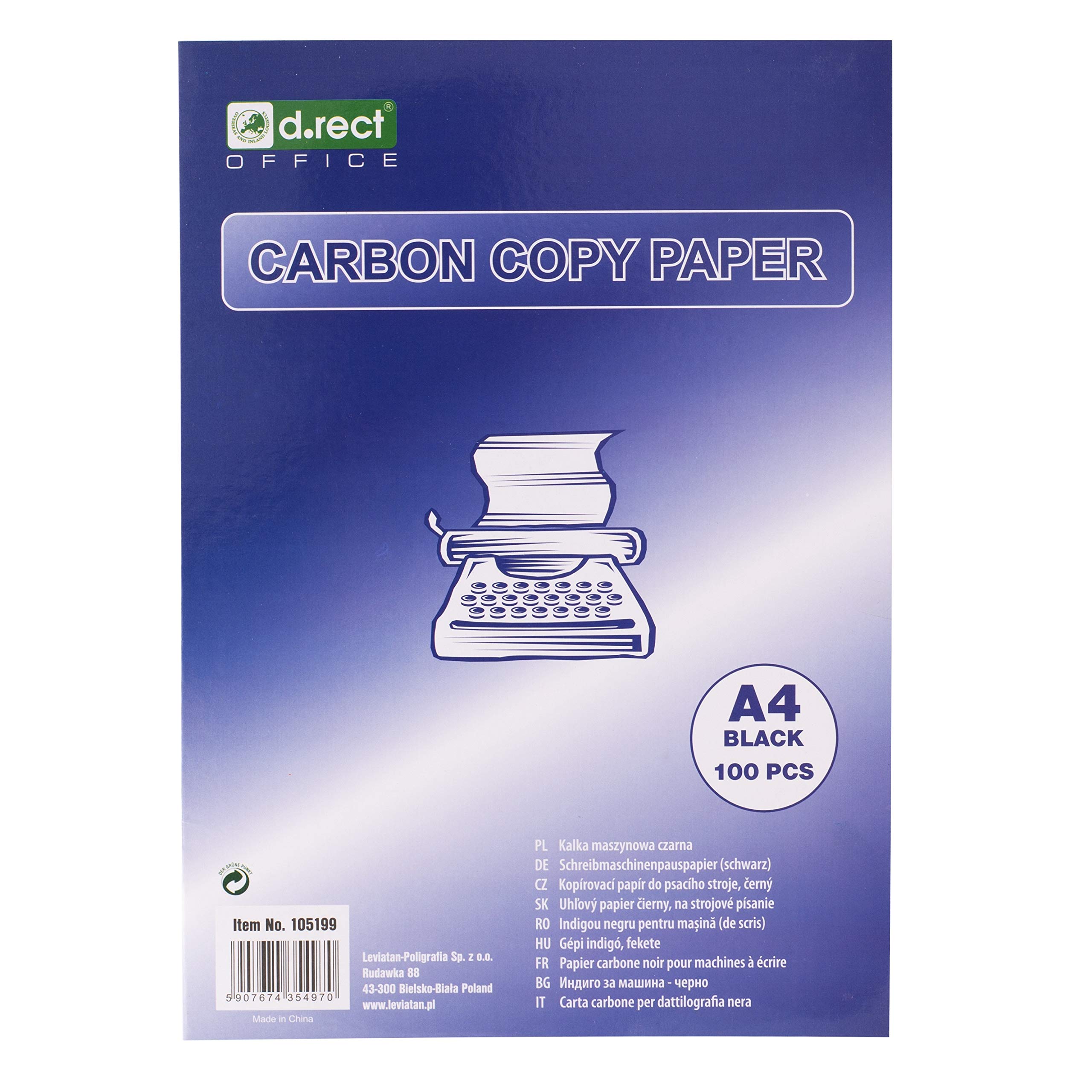 D.RECT Typewriter Paper | DIN A4 | Self-Healing | Carbon Copy | 100 Sheets | Black