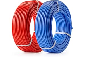 Zelcan PEX PIPE Tubing 1/2 Inch, 2 Rolls of 300ft PEX-B Coil Hose, Non Oxygen Barrier, Radiant Heat Tubing (Red+Blue) for Water Line & RV Sewer Hose