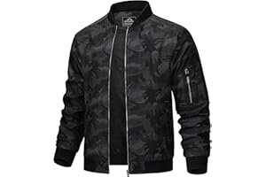TACVASEN Men's Bomber Jacket Lightweight Casual Spring Fall Windbreaker Zip Up Coat with Pocket