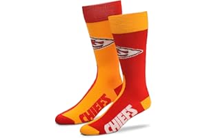 FOR BARE FEET FBF - Offically Licensed NFL Kansas City Chiefs Big Top Mismatch Men's Crew Socks - Patrick Mahomes #15