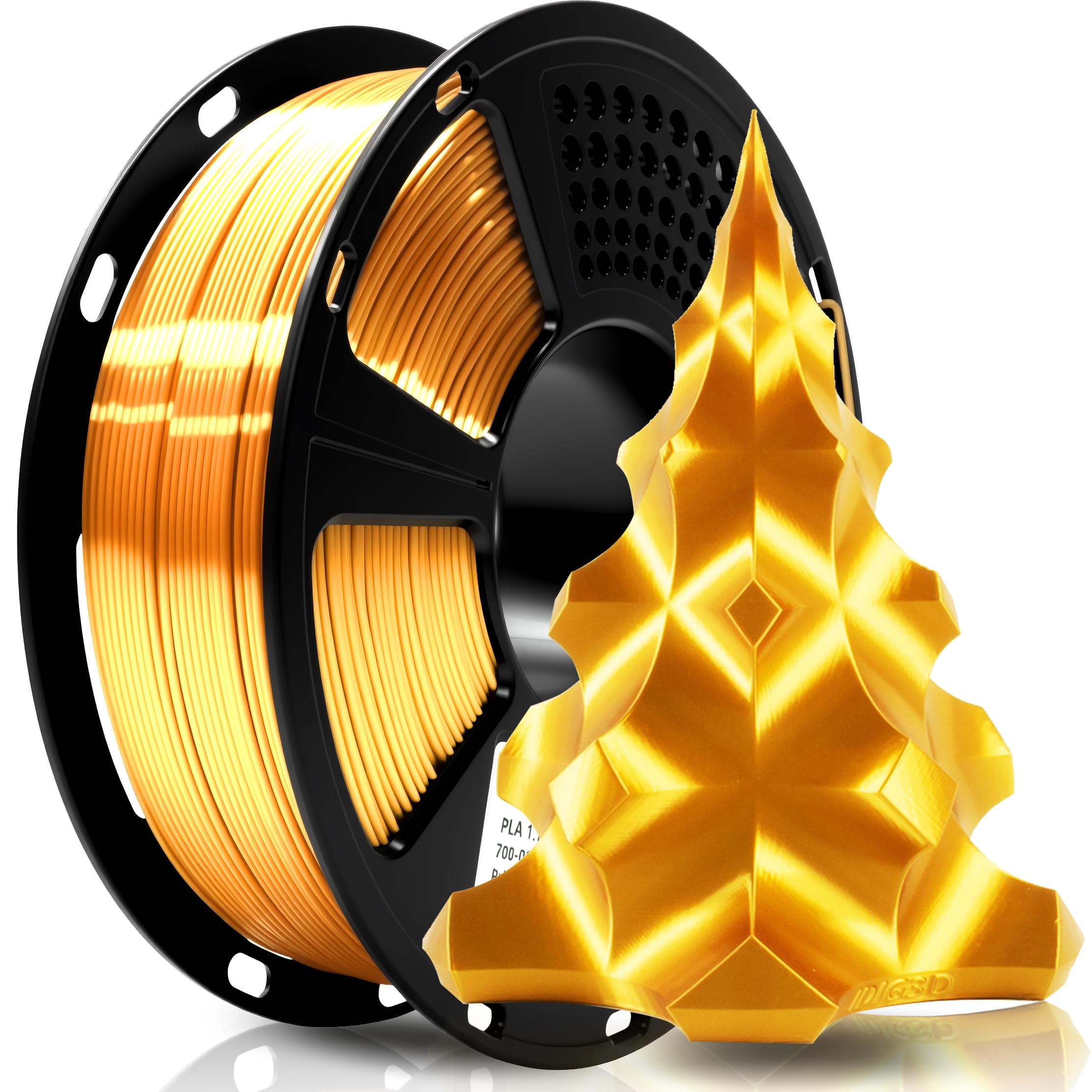 Photo 1 of Geeetech Silk PLA Filament 1.75mm for 3D Printer, Metal-Like Shiny Consumables 1kg (2.2lbs) 1 Spool, Dimensional Accuracy +/- 0.02 mm, Metallic Gold Silk Filament