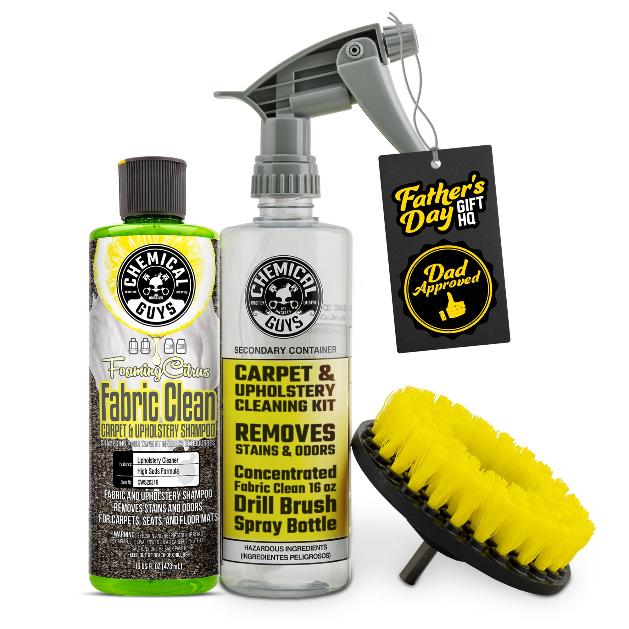 Chemical Guys, Citrus Foaming Fabric & Carpet Cleaner Drill Brush, 16 oz
