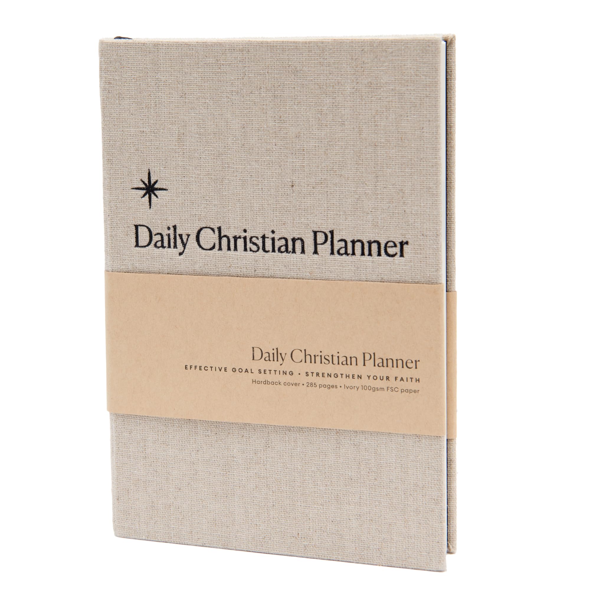 Christian Journal Co Daily Christian Planner - 6 Month | Cotton Hardback Goal Setter, Faith Planner & Devotional Prayer Journal | Align Your Personal & Religious Goals | Great Gift For Men & Women