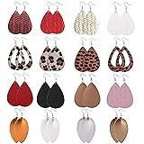 Wremily 16 Pairs Leather Earrings for Women