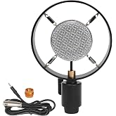 Marsrut Vintage Microphone, Retro Classic Mic, Antique Big Diaphragm Classical Condenser Microphone for Theater Speech Live Vocal Replacement Cinema Auditorium, 26mm Core Diameter