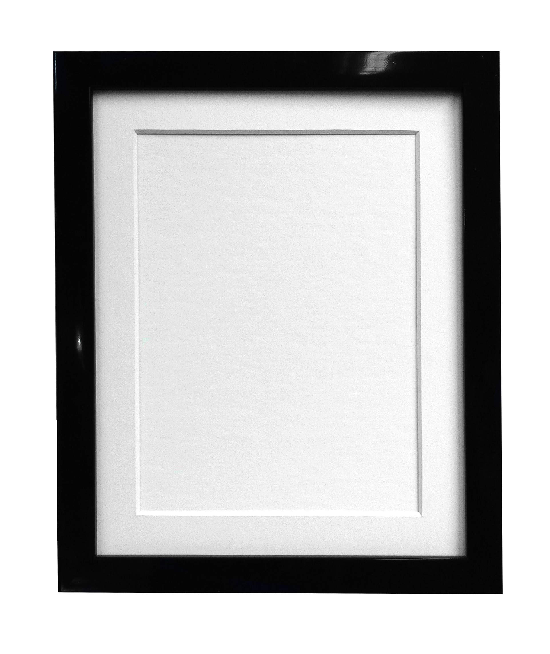FRAMES BY POST 0.75 Inch Black Picture Photo Frame With White Mount 14 x11 Image Size 10 x 8 Inch Plastic Glass — image 1