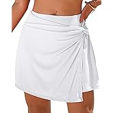 beautyin Women's Swim Skirt High Waisted Tummy Control Twisted Waist Pleated Swimsuit Bathing Suit Bottoms