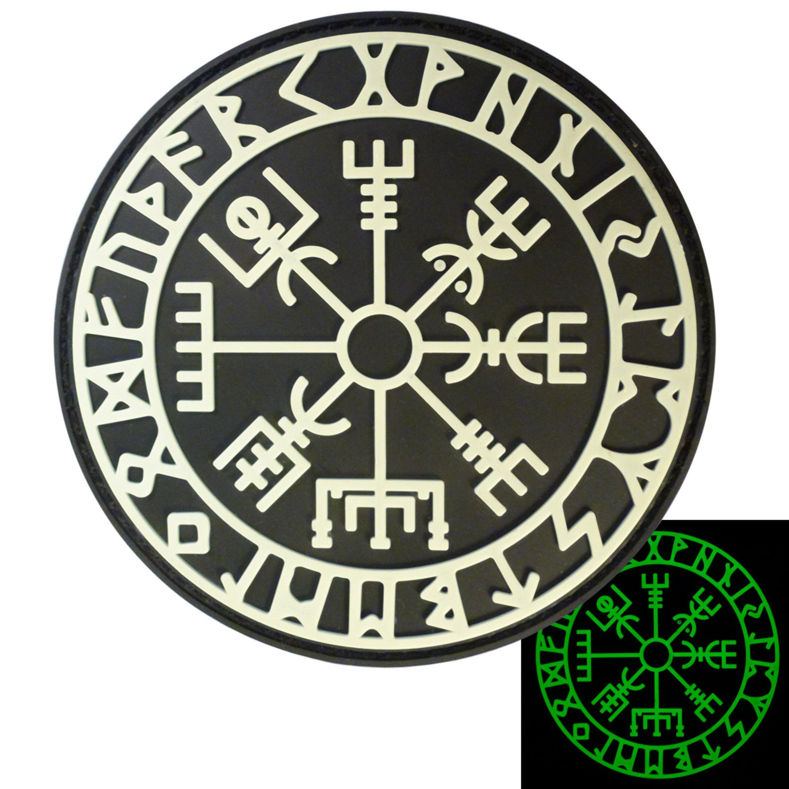 Glow Dark Vegvisir Viking Compass Norse Rune Morale Tactical PVC Rubber 3D Fastener Patch