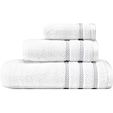 Vera Wang - Bath Towels, 100% Soft & Absorbent Terry Cotton, Low Linting and Fade Resistant, Medium Weight Bathroom Towels (Textured Trellis Grey, 3 Piece)