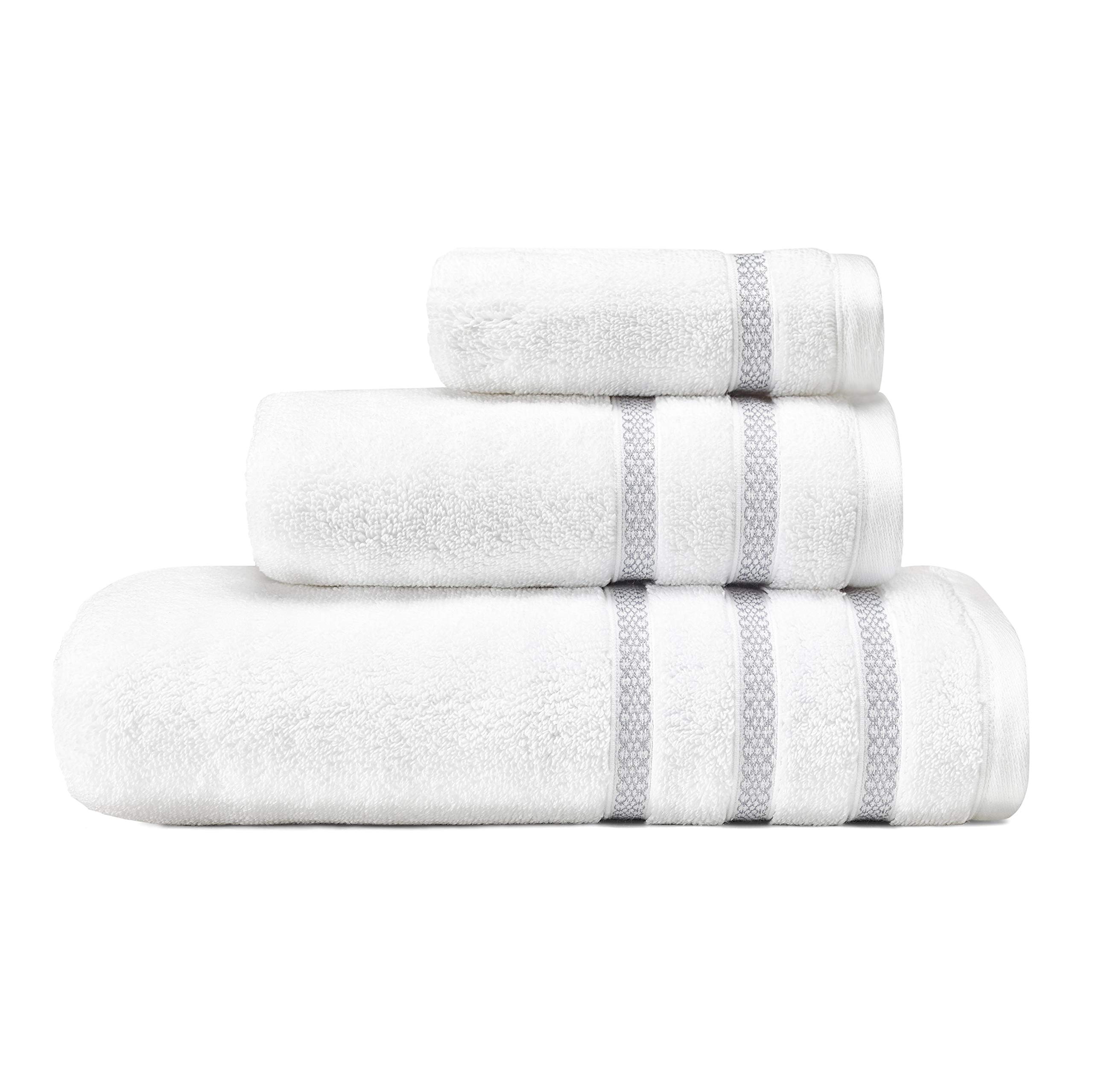 Photo 1 of Vera Wang - Bath Towels, Highly Absorbent & Super Soft Bathroom Essentials, Oeko-Tex Certified (Textured Trellis Grey, 3-Piece)