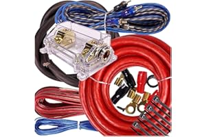 Complete 5000 Watts Gravity 0 Gauge Amplifier Installation Wiring Kit Amp PK1 0 Ga Blue - 250A + 300A Fuse Included - Perfect