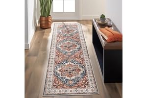 zesthome 2'6"x8' Runner Rug - Stain Resistant Entryway Rug,Ultra-Thin Washable Runner Rugs, Anti Slip Backing Rug for Entrance Living Room Kitchen, Hallway Rugs (Orange,2.6'x8')