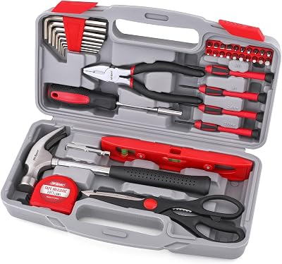 Hi-Spec 39 Piece Small Tool Kit Red with Carry Case Home Office