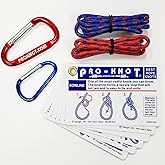 Knot Tying Kit | Pro-Knot Best Rope Knot Cards, two practice cords and a carabiner