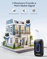 TECKNET Wireless Doorbell 2 Receivers 1300ft IP66 Waterproof 60 Chimes RGB view 2