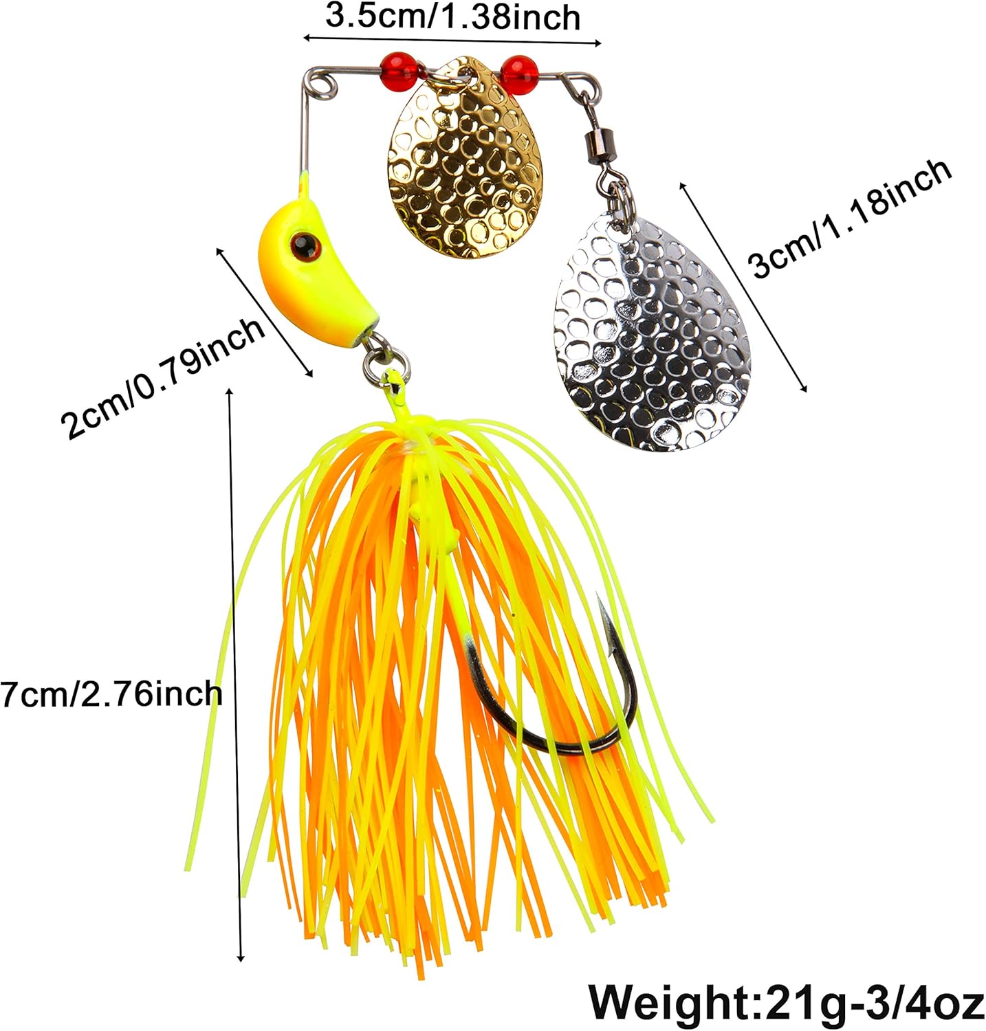 Spinnerbait Bass Fishing Lures Kit, 3/4oz Spinner Baits with Colorado Blades Multicolor Hard Metal Buzzbait Swimbait Jigs for Trout Walleye Pike Salmon Freshwater Saltwater Fishing : Sports & Outdoors