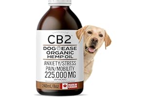 CB2 Hemp Oil for Dogs [225,000mg / 240mL / Organic] - Natural Hip and Joint Supplement for Dogs - Calming Anxiety Relief - Ex