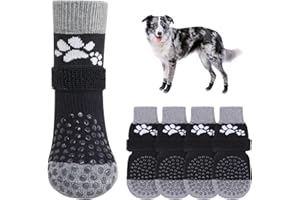 SCENEREAL Anti Slip Dog Sock to Prevent Licking Paws for Hardwood Floors, Boots & Paw Protector Shoes for Hot/Cold Pavement with Grippers, Double Sides Grips for Small Medium Large Senior Dogs, M