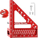 3D Multi-Angle Measuring Ruler -Precision Woodworking 3D Square Protractor | 22.5-90 Degree and Miter Triangle Ruler-Aluminum Alloy Drawing Line Ruler for Engineer Carpenter and Craftsmen Red