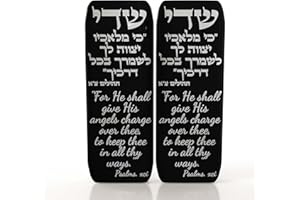 TYLDUM Car Mezuzah, Jewish Car Mezuzah for Auto with Travelers Prayer Without Scroll Engraved Blessing, Judaica Gifts, Jewish Gifts Yisrael Gifts, Made in Canada Plexiglass by Jewish Artisan (2, Black)