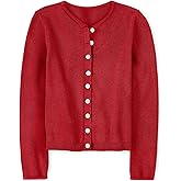 ZDC Girls Button Down Cardigan Sweaters Kids Long Sleeve Fall Winter Soft Knit Casual Sweater Tops