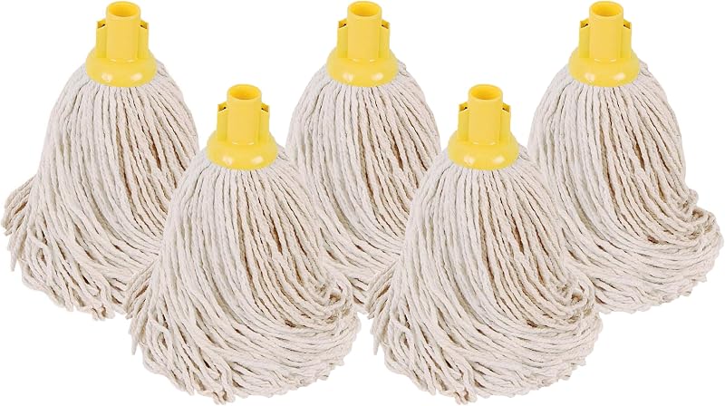 Abbey No.16 Socket Cotton Mop Heads Replacement Pack of 5 Yellow