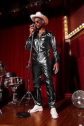 COOFANDY Mens Metallic Shiny Pants 70s 80s 90s