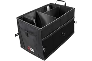 OXGORD Car Organizer & Storage for Trunk - Collapsible, Sectional & Non-Slip - Consoles for SUV Truck Car Accessories - Automotive Cargo Caddy w/ Adjustable Straps Best for Women & Men Grocery Shopping Etc