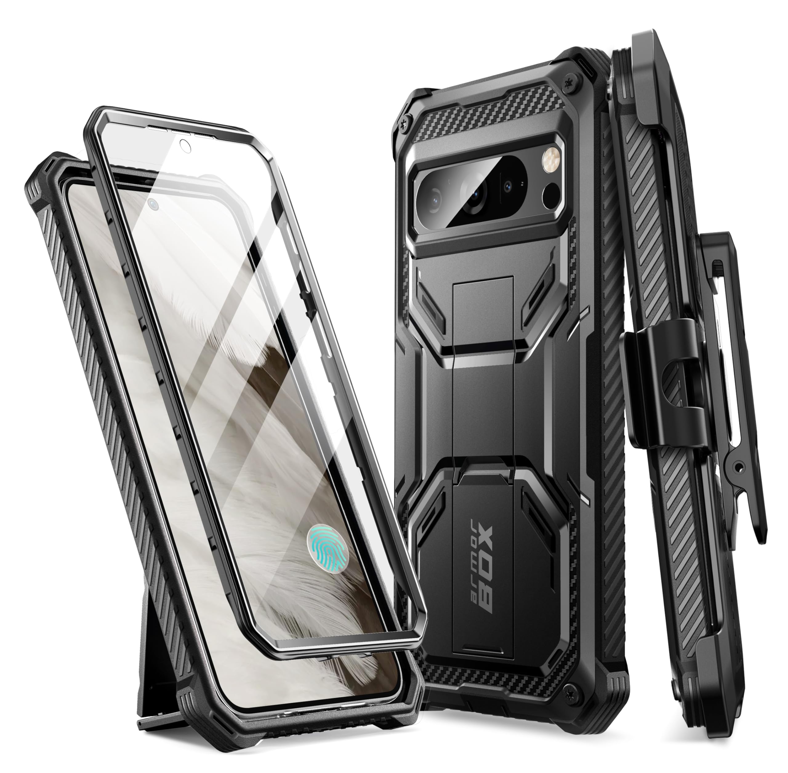 i-Blason Armorbox Series Case for Google Pixel 8 Pro（2023 Release, Full Body Heavy Duty Kickstand Case with Built-in Screen Protector for Pixel 8 Pro (Black)