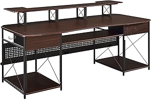 Musiea EX200 Series Pro Music Studio Desk Workstation with 3 x 4U Rack and 2 x 9U Rack (Walnut)