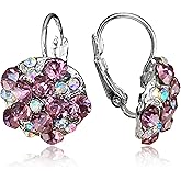 Hanavigar Unique Bohemian Vintage Sparkly Crystal Colorful Round Flower Leverback Earrings Boho Retro Bronze Circle Beaded Flower Floral Dangle Drop Earrings for Women