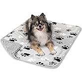PetAmi Waterproof Dog & Cat Blanket, Pee Proof for Couch, Reversible, Soft Fleece, Washable, 29x40 Paw Gray