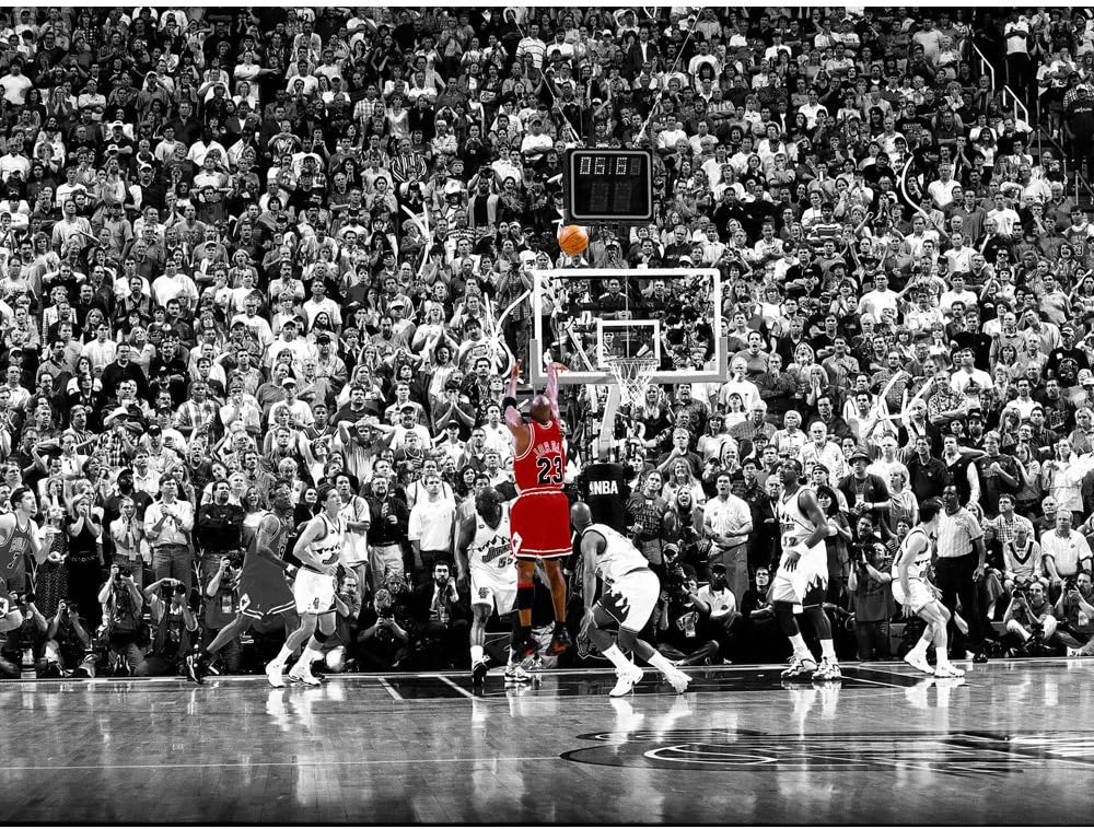 BPAGO Michael Jordan basketball Sports Poster Print Poster Old Photo Large Wall Art Canvas Paintings Office Decoration Stretched Ready to Hang 40 x 30 inch
