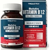 Vitamin B12 5000mcg Complex, Methylated Methylcobalamin for Women &amp; Men | Supports Energy, Metabolism &amp; Mood, Methylcobalamin, Hydroxocobalamin, &amp; Adenosylcobalamin, Vegan, Non-GMO (60 Servings)